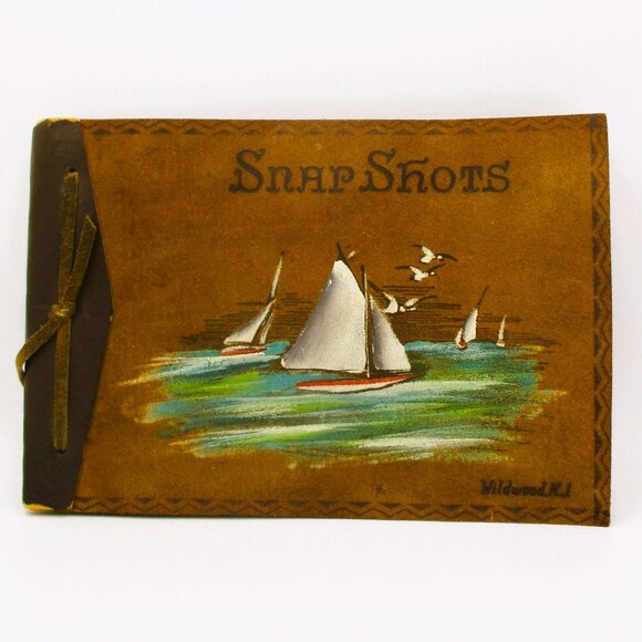 Vintage 1940s Snap Shots Photo Albums Set Of 2- 9.5x6.5" Boats  20B - Picture 2 of 7